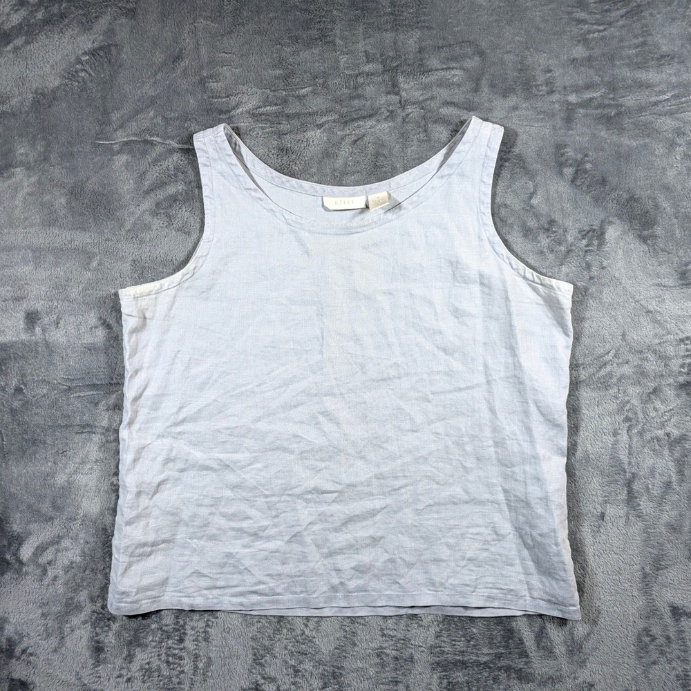 J. Jill Womens 100% Linen Sleeveless Tank Top Size M Light Gray Coastal Summer